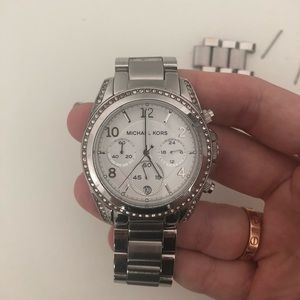 Michael Kors silver watch w stones on bezel